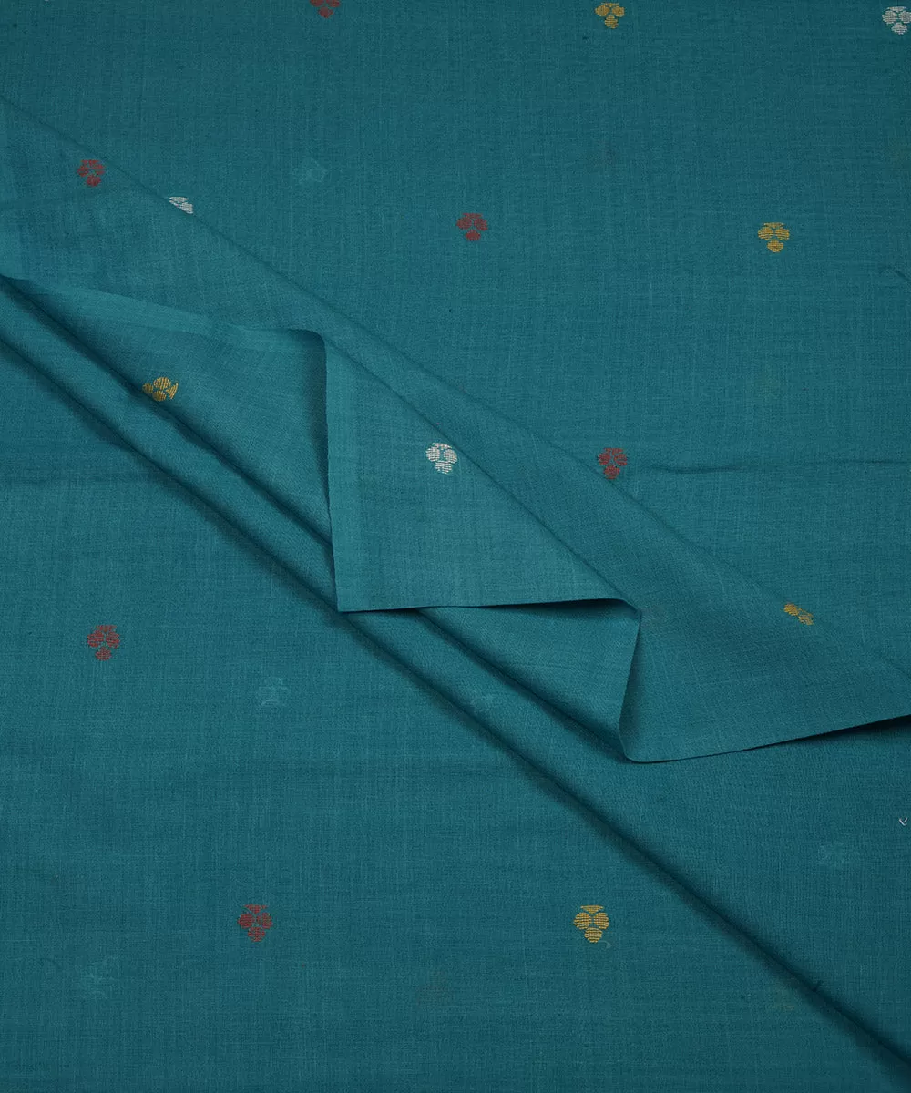 0.7m teal hand loom bengal cotton jamdani fabric