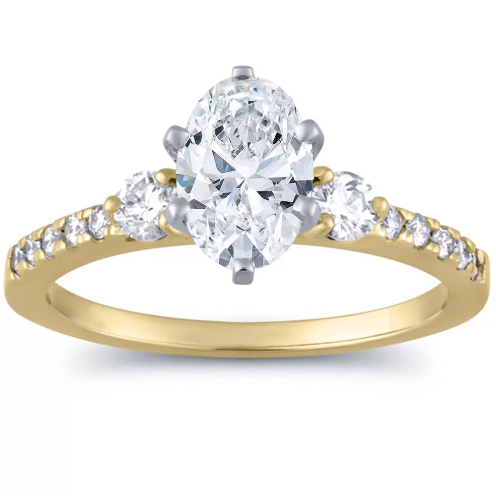 1 1/2 Ct Oval Diamond Engagement Ring 14k Yellow Gold