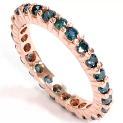 1 1/2ct Prong Blue Diamond Eternity Ring 14K Rose Gold