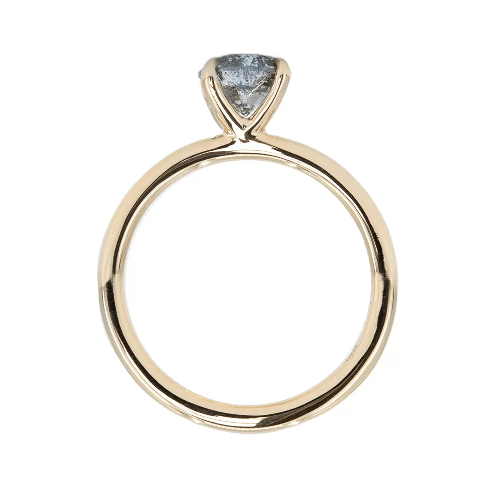 1.02ct Salt and Pepper Diamond Plain Solitaire in 14k Yellow Gold