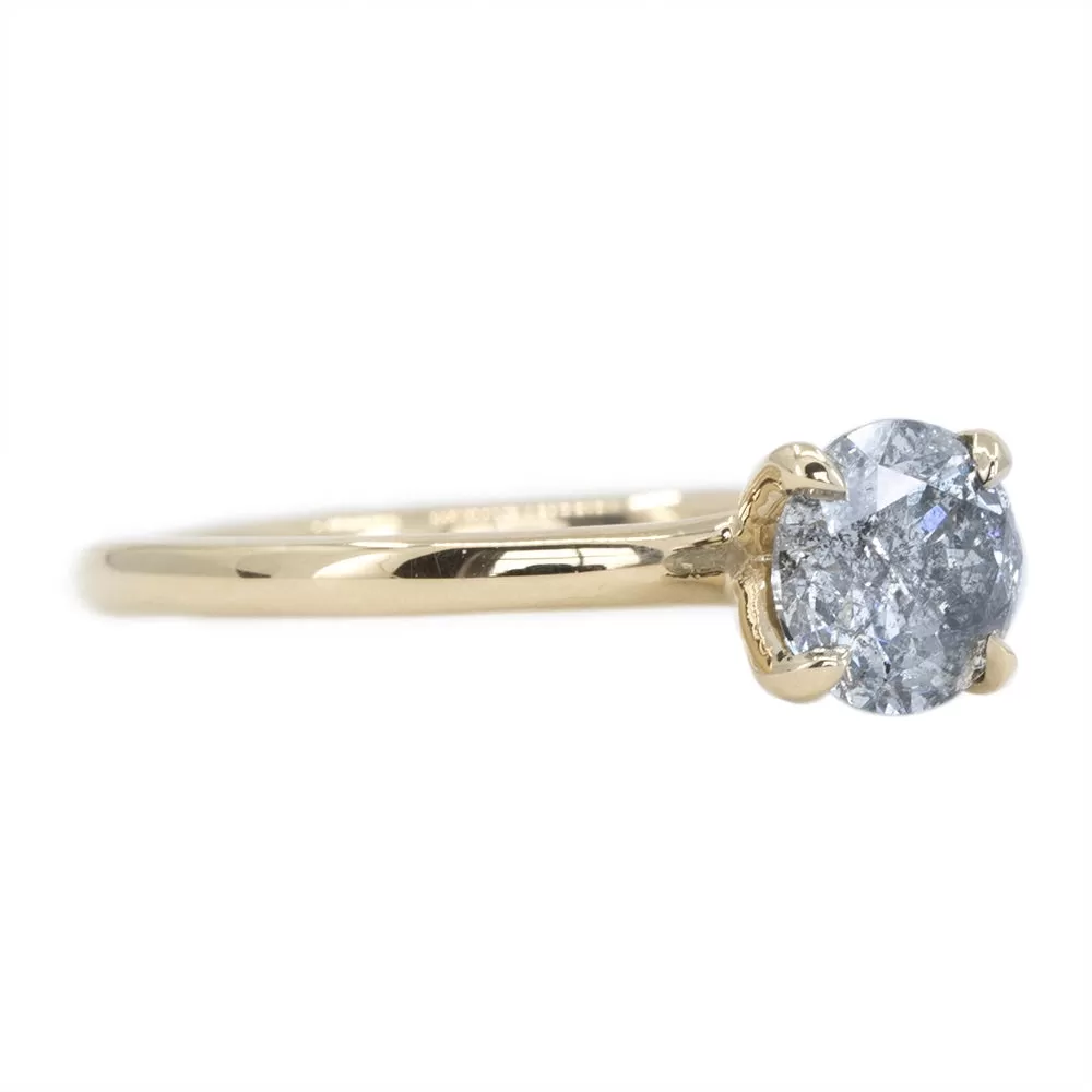 1.02ct Salt and Pepper Diamond Plain Solitaire in 14k Yellow Gold