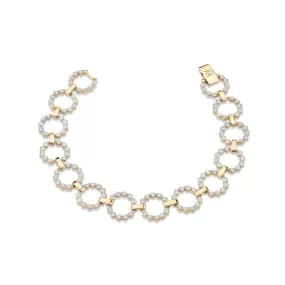 14 Karat Yellow Gold Cloud Infinity Open Circle Diamond Bracelet