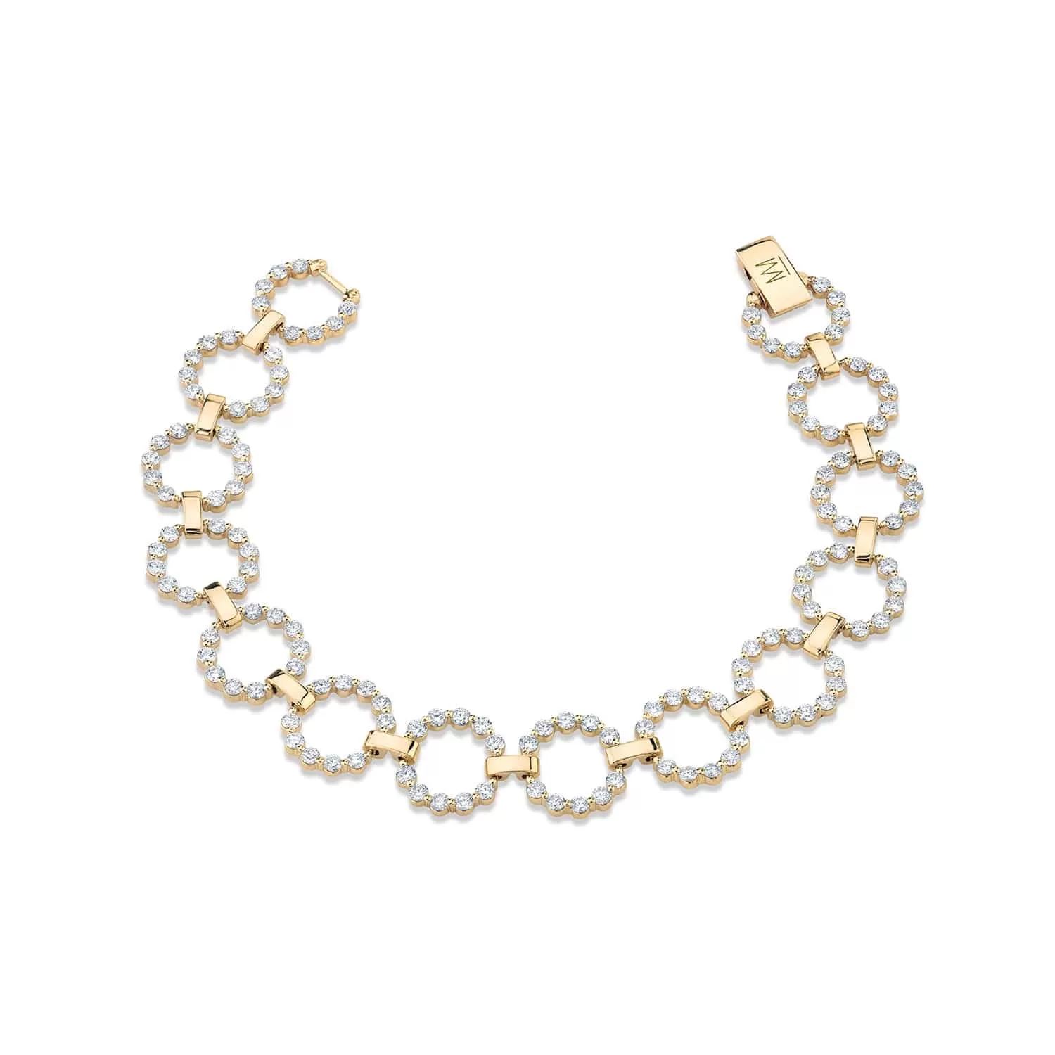 14 Karat Yellow Gold Cloud Infinity Open Circle Diamond Bracelet