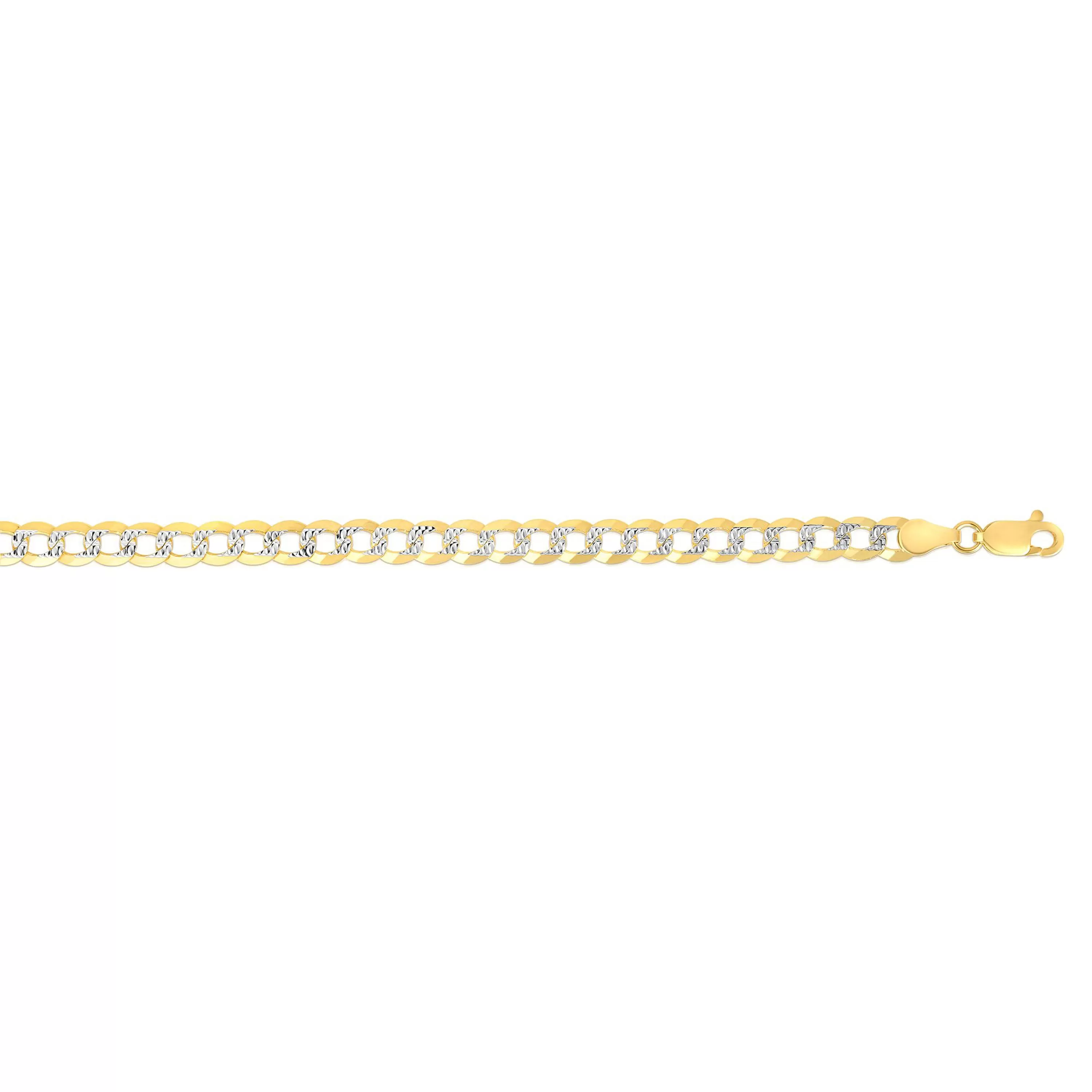 14K Gold 5.7mm White Pave Curb Chain