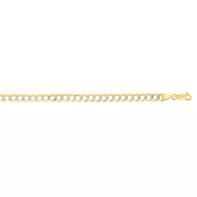 14K Gold 5.7mm White Pave Curb Chain