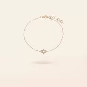 14K Gold Mini Diamond Star of David Bracelet