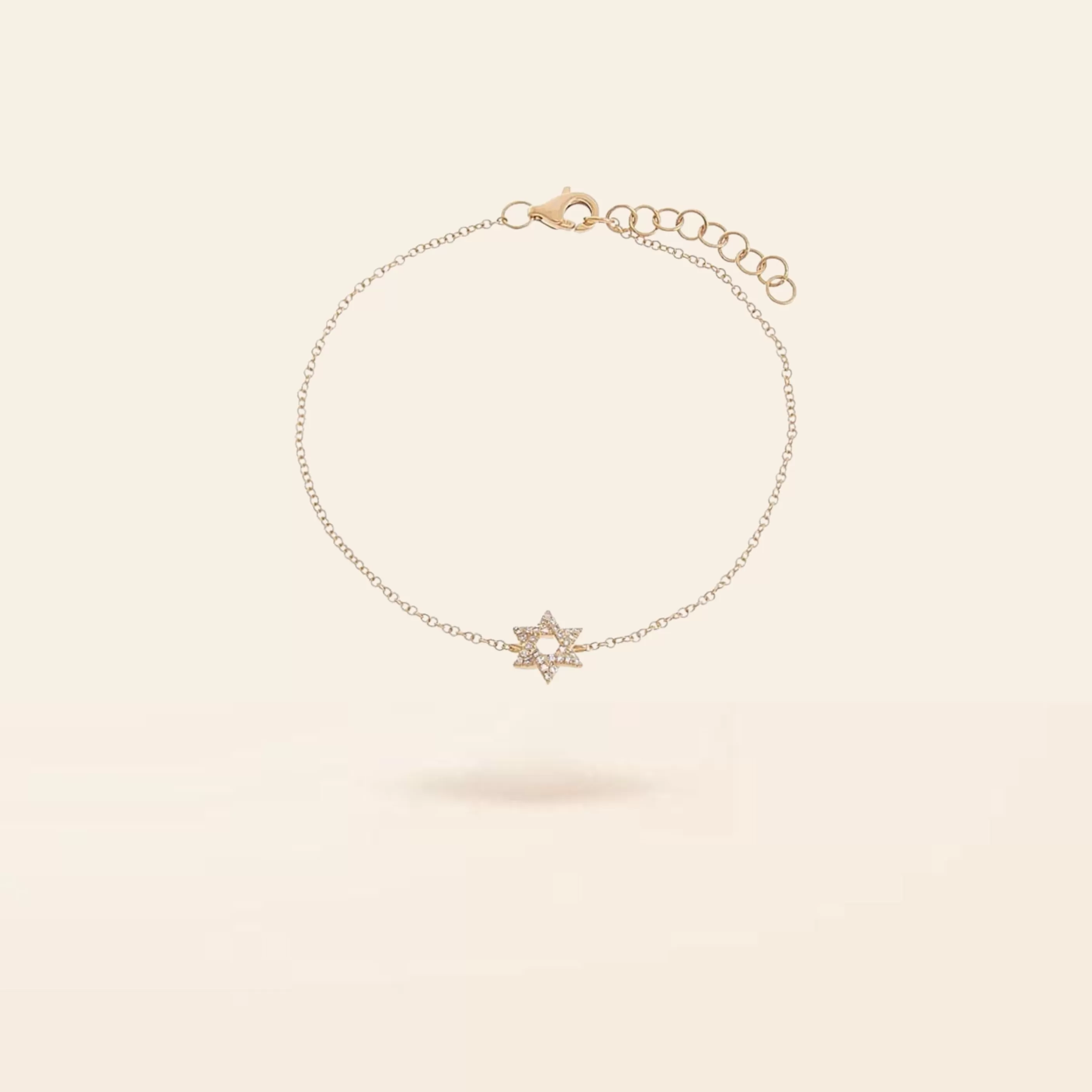 14K Gold Mini Diamond Star of David Bracelet