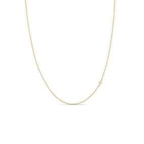 14k Gold Offset Floating Diamond Chain Necklace