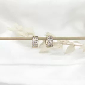 14k Gold Triple Row CZ Huggies