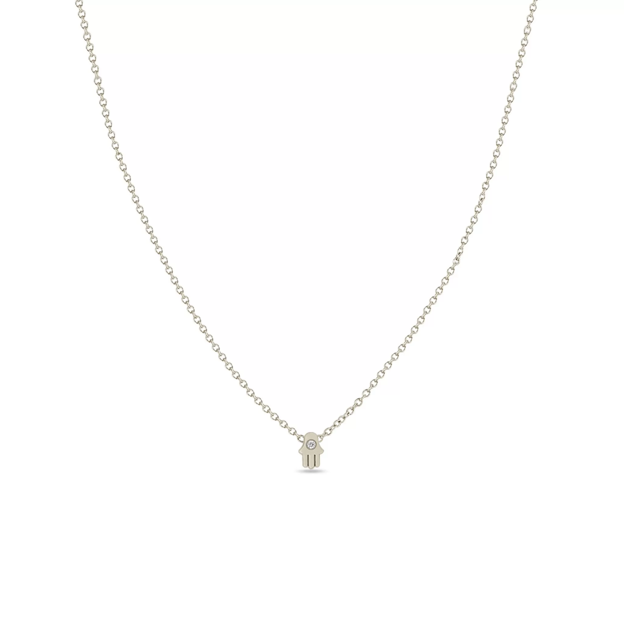 14k Itty Bitty Diamond Hamsa Necklace