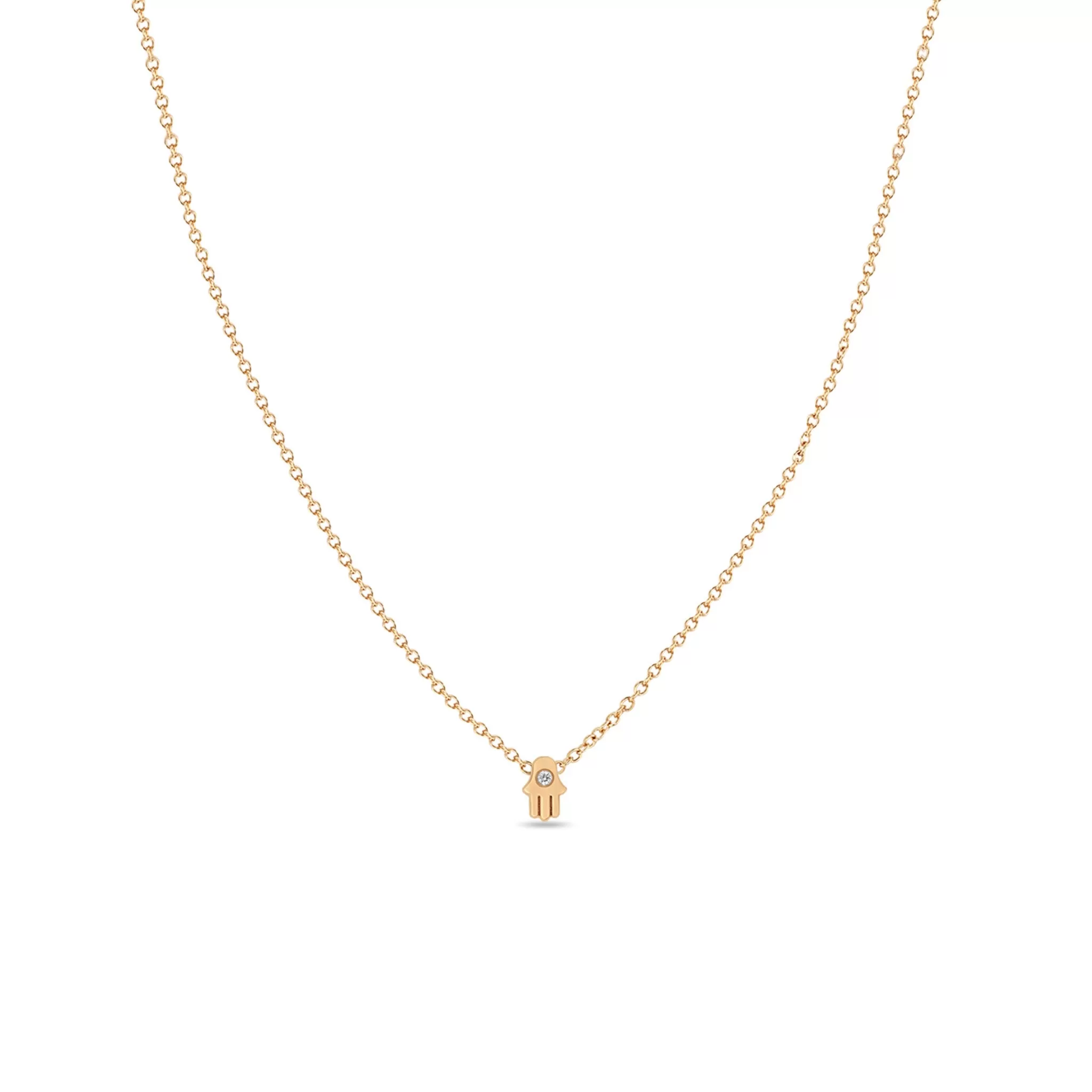 14k Itty Bitty Diamond Hamsa Necklace