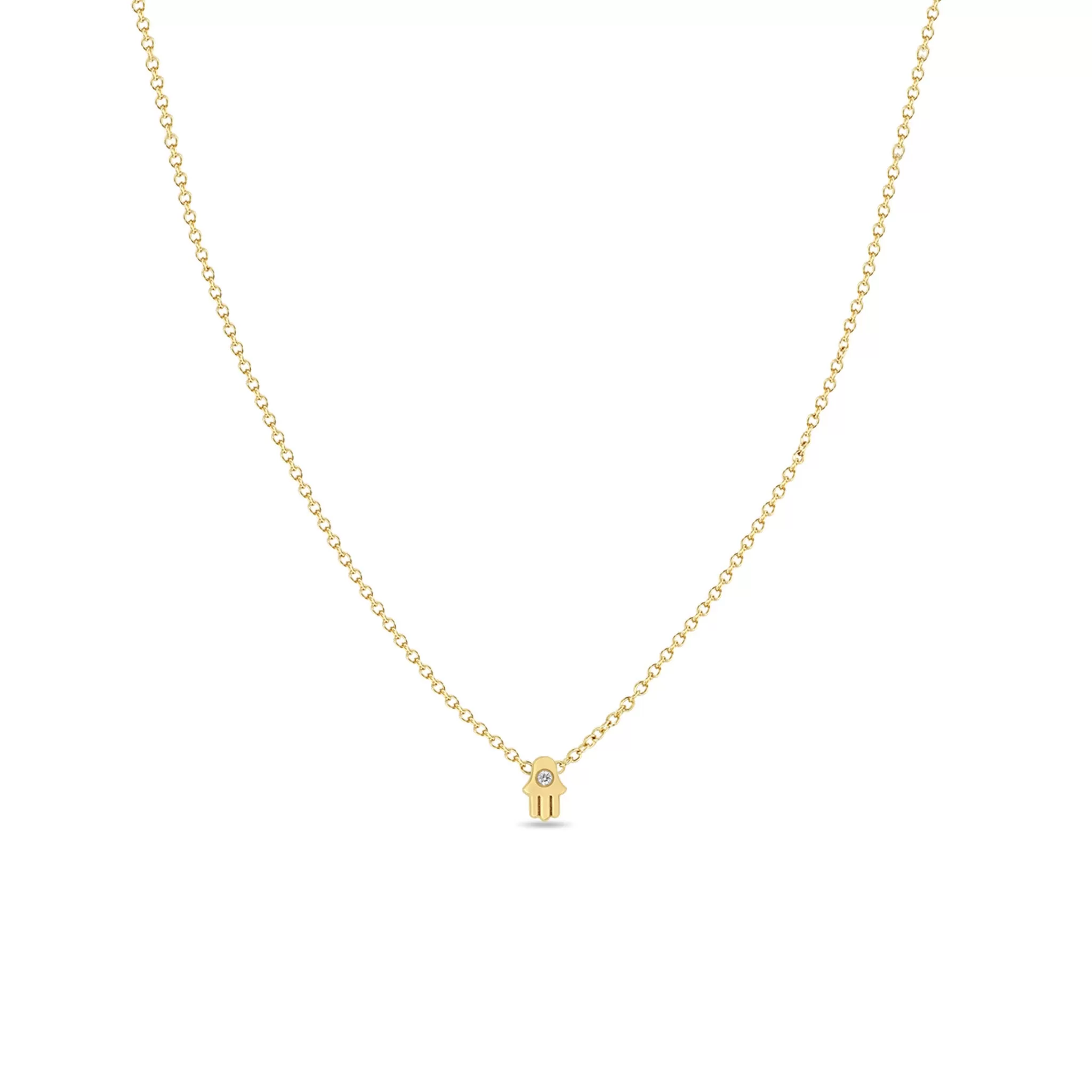 14k Itty Bitty Diamond Hamsa Necklace