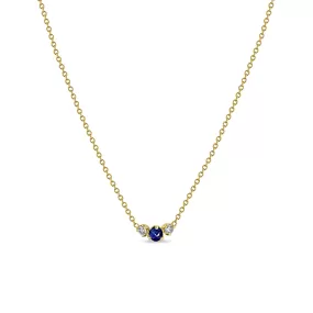 14k Mixed Prong Blue Sapphire & Diamond Trio Necklace