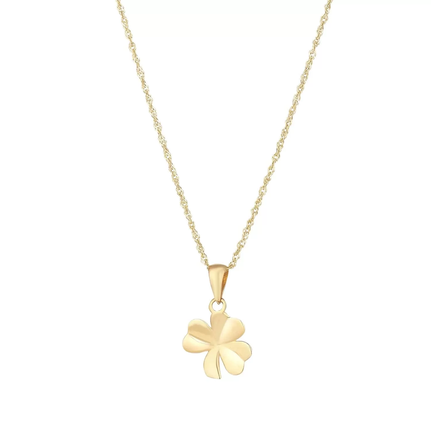 14K Yellow Gold Tiny Shamrock Pendant