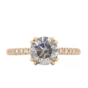 1.53ct Round Grey Diamond and French Set Double Prong Solitaire in 14k Yellow Gold