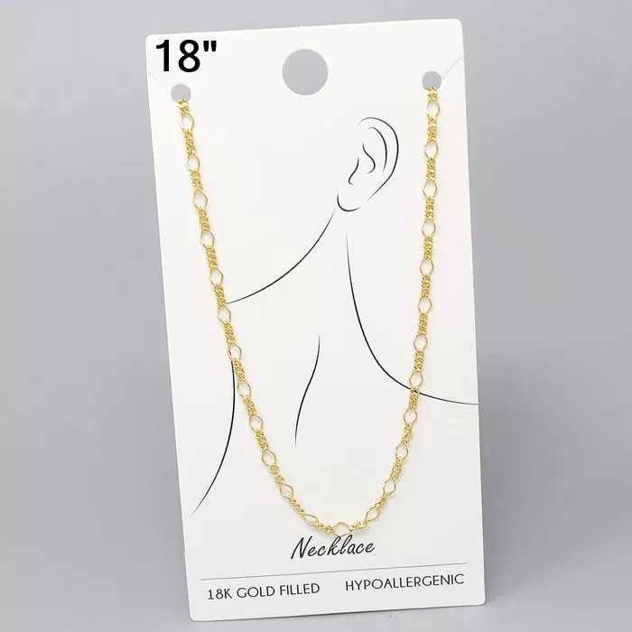 18K Gold Dipped Decorative Chain Necklace - 18"