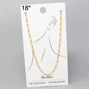 18K Gold Dipped Decorative Chain Necklace - 18"