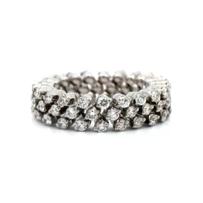 18K White Gold 3 Row Adjustable Diamond Ring