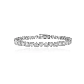 18K White Gold Diamond Heart Bracelet