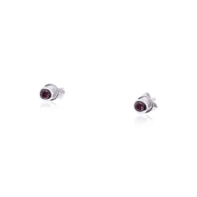 18K WHITE GOLD PINK SAPPHIRE BEZEL STUD EARRINGS