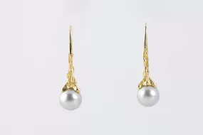 18k Yellow Gold Pearl Dangle Earrings (5.35g.)