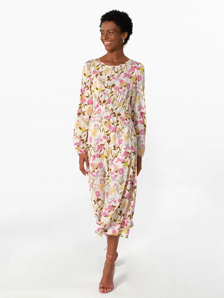 19 Momme Mulberry Silk Floral Printed Women Midi Dress