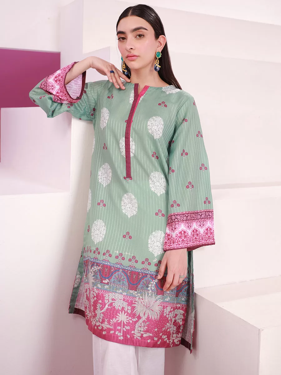 1pc - Stitched Basic Printed Lawn Silk Shirt