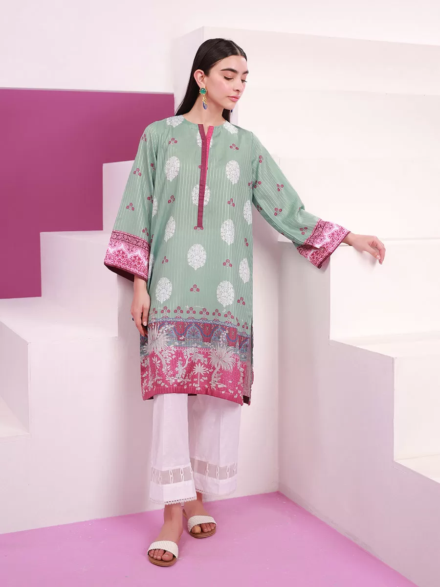 1pc - Stitched Basic Printed Lawn Silk Shirt