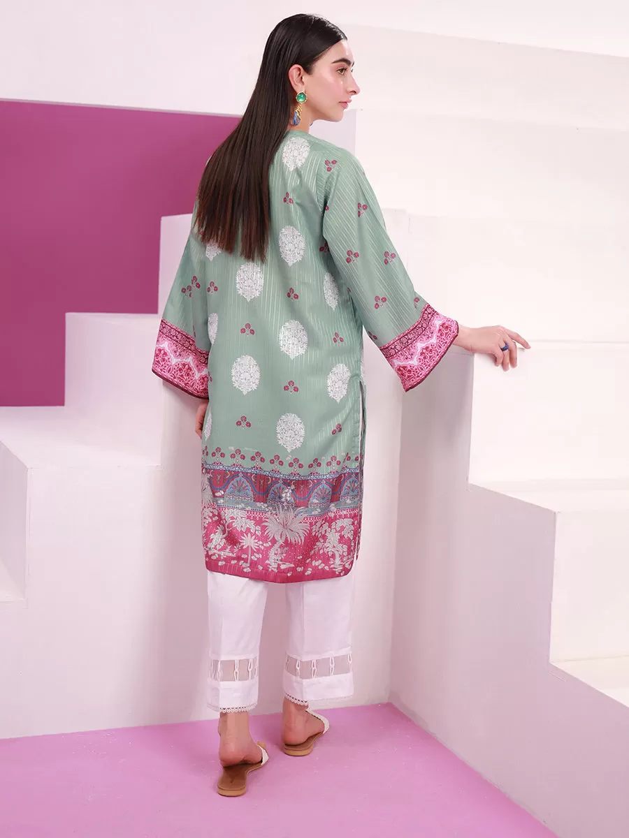 1pc - Stitched Basic Printed Lawn Silk Shirt