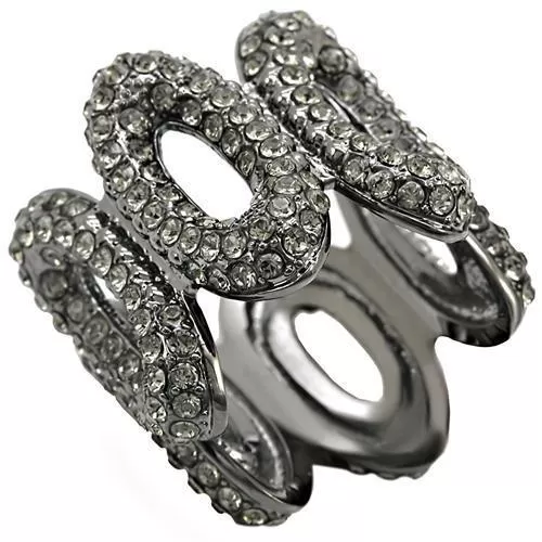 1W033 Ruthenium Brass Ring with Top Grade Crystal in Black Diamond