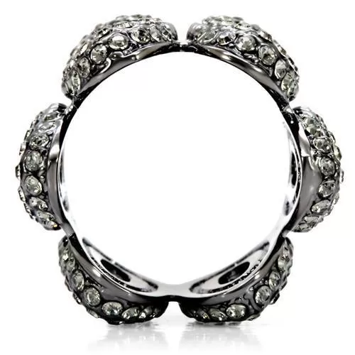 1W033 Ruthenium Brass Ring with Top Grade Crystal in Black Diamond