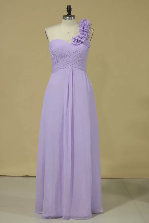 2024 Bridesmaid Dress A Line One Shoulder Chiffon With Handmade P9BC6KZF