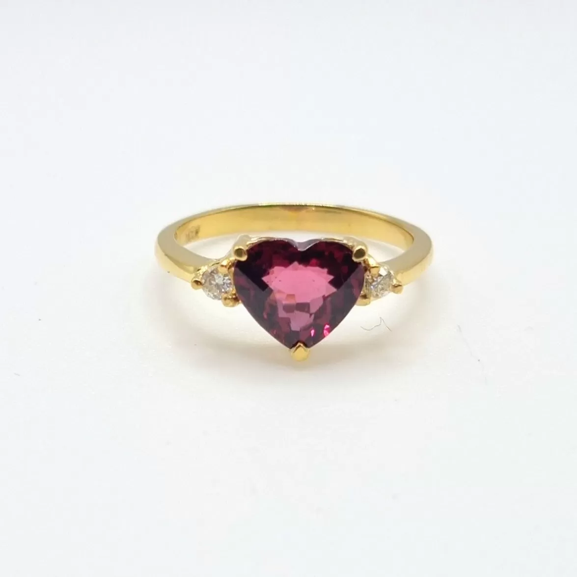 2.0ctw Heart Garnet Diamond Engagement Ring 18K