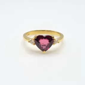 2.0ctw Heart Garnet Diamond Engagement Ring 18K