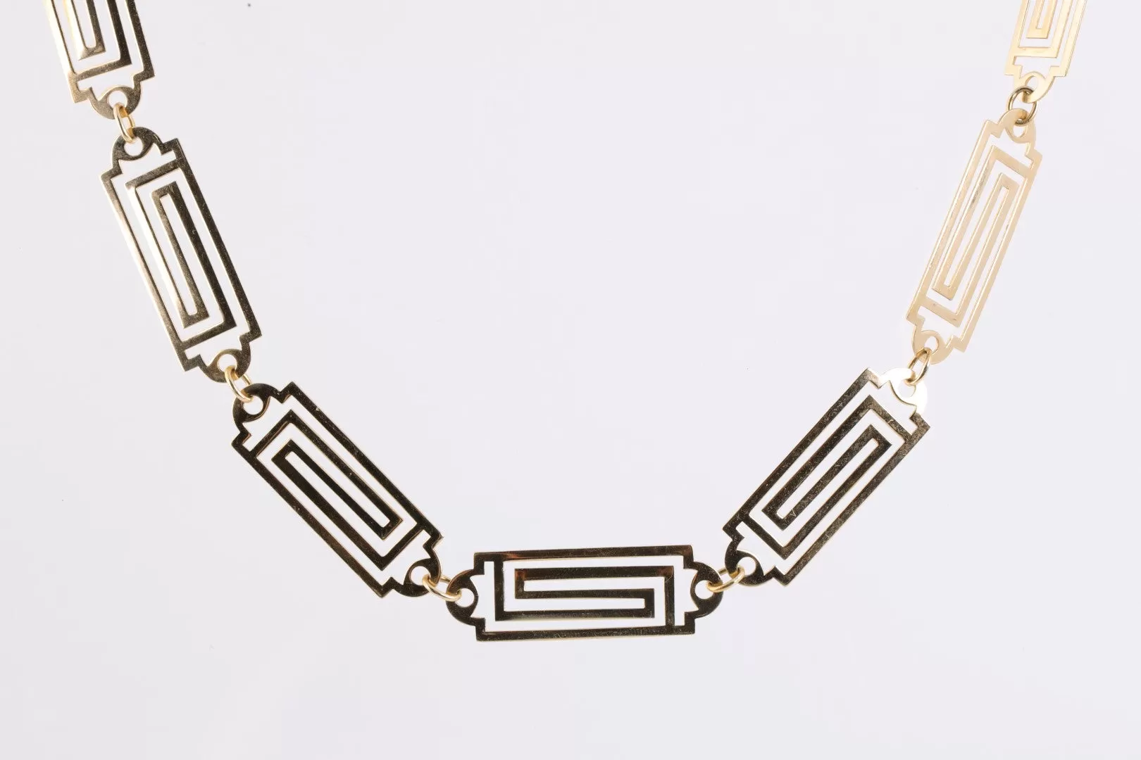 20" 14k Yellow Gold Geometric Link Chain Necklace (23.00g.)