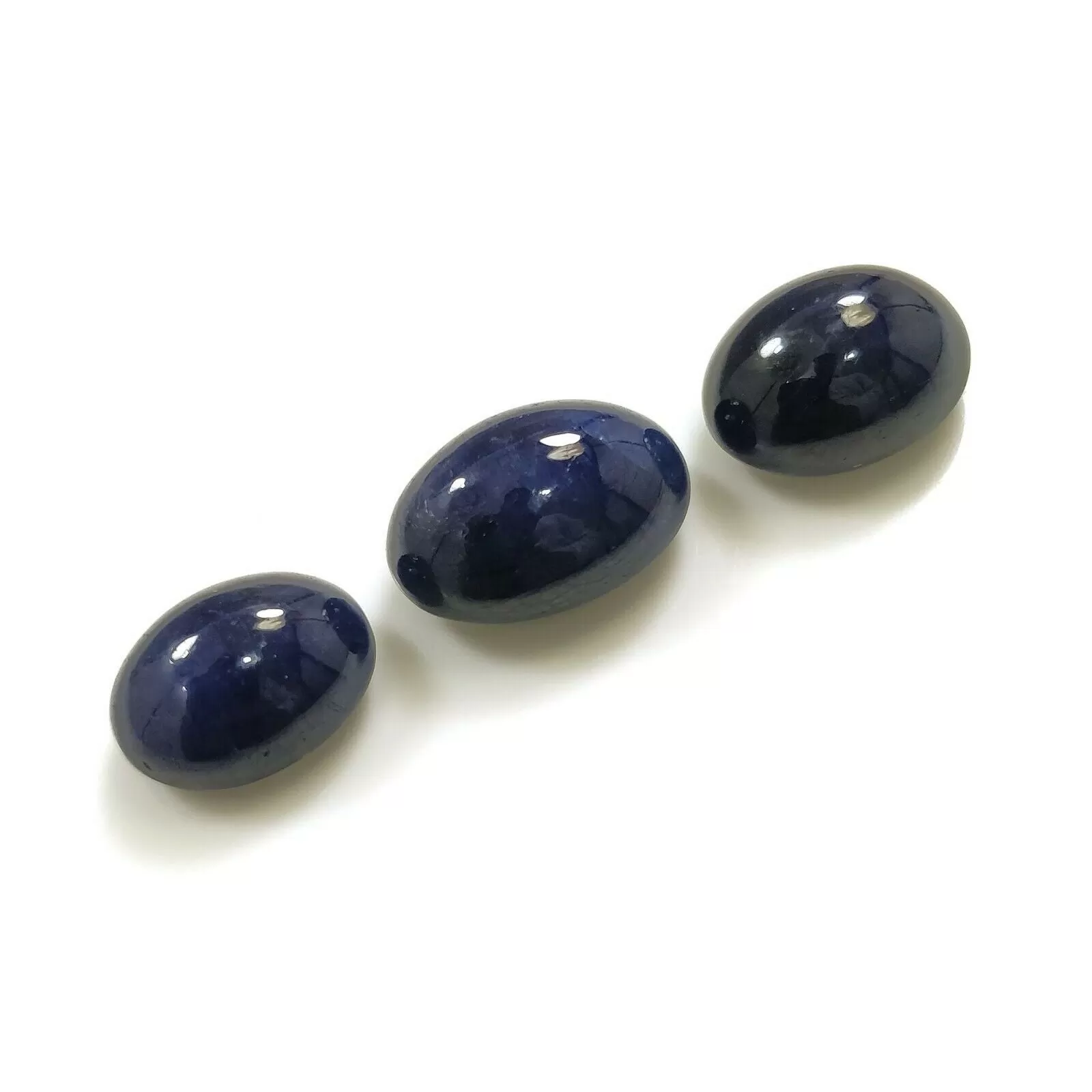 40.00cts Natural Untreated BLUE SAPPHIRE Gemstone Oval Shape Cabochon 14*11mm*8(h)mm - 16*12mm*8(h)mm 3pcs For Jewelry