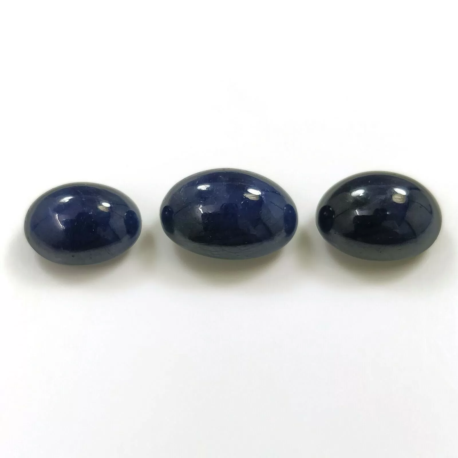 40.00cts Natural Untreated BLUE SAPPHIRE Gemstone Oval Shape Cabochon 14*11mm*8(h)mm - 16*12mm*8(h)mm 3pcs For Jewelry