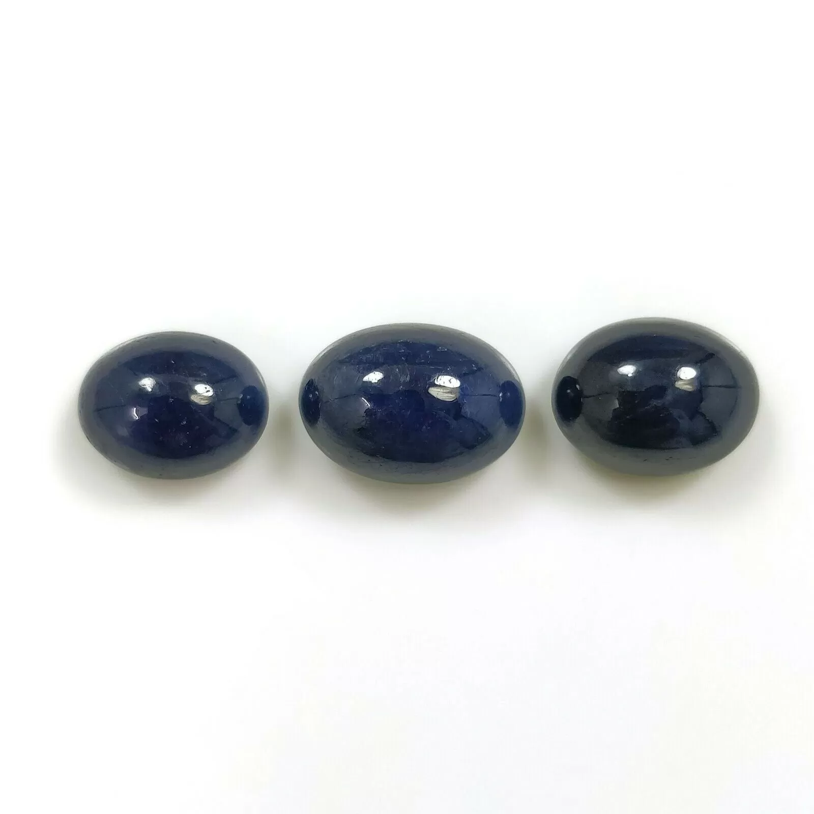 40.00cts Natural Untreated BLUE SAPPHIRE Gemstone Oval Shape Cabochon 14*11mm*8(h)mm - 16*12mm*8(h)mm 3pcs For Jewelry