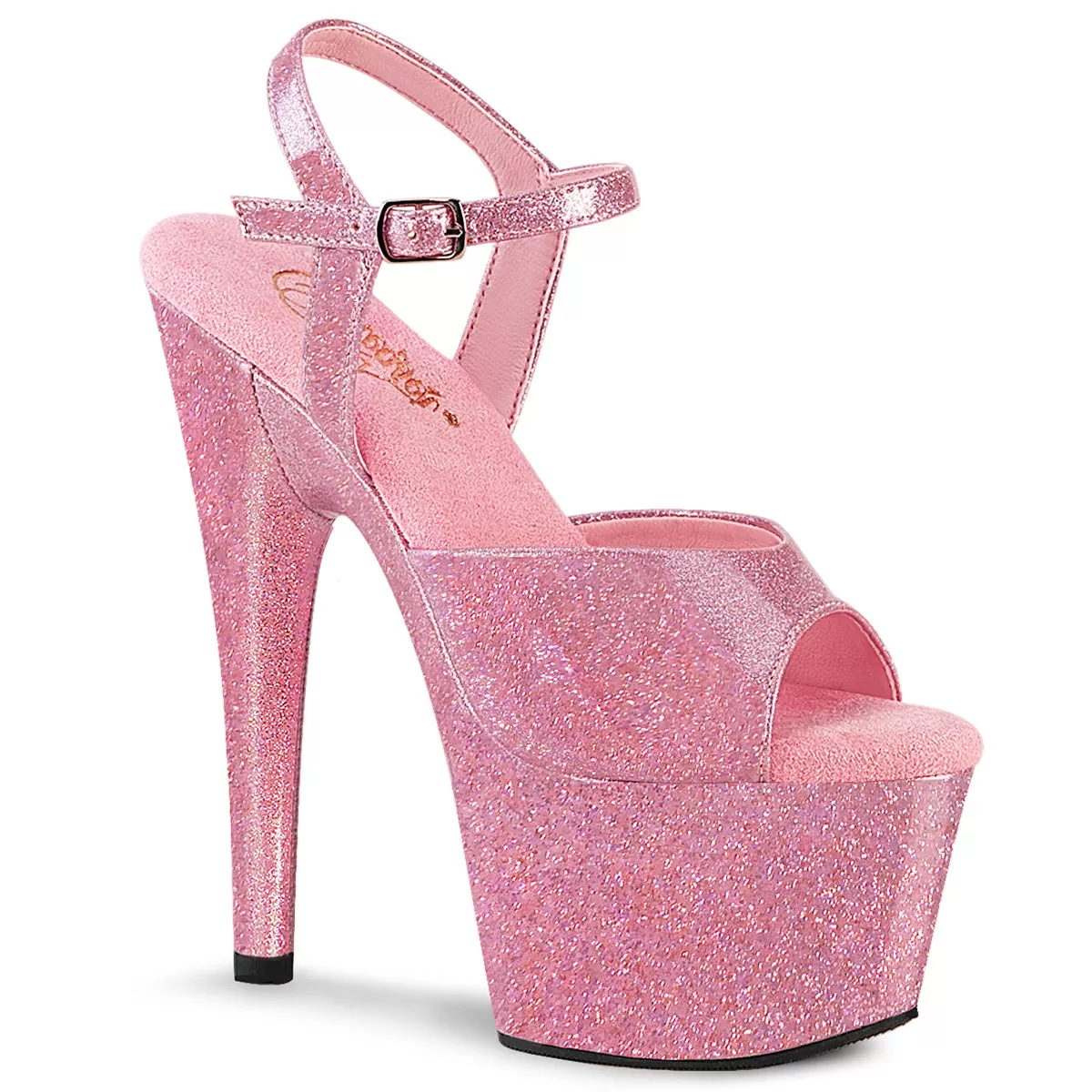 7 Inch Heel ADORE-709GP Baby Pink Glitter