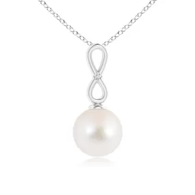 8mm Freshwater Cultured Pearl Infinity Loop Pendant