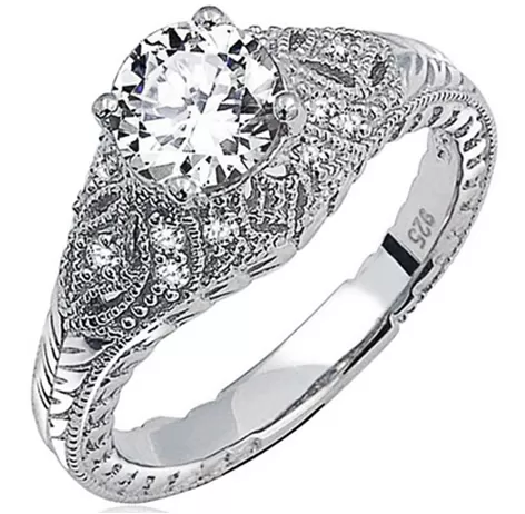 925 Silver CZ Wedding Bridal Engagement Ring