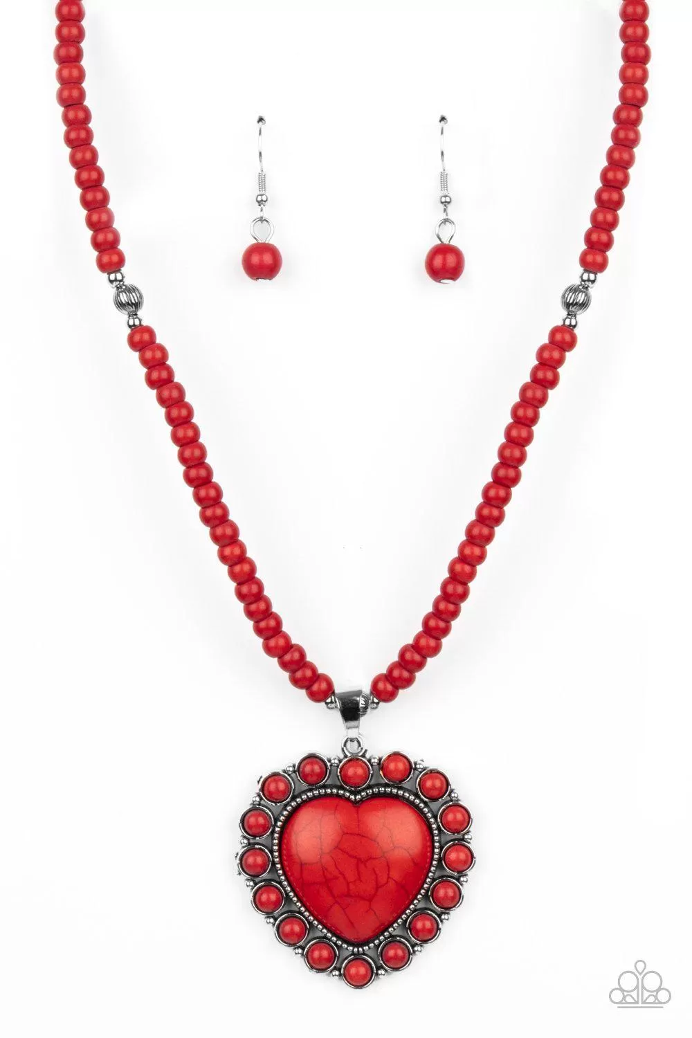 A Heart Of Stone Red Stone Heart Necklace - Paparazzi Accessories