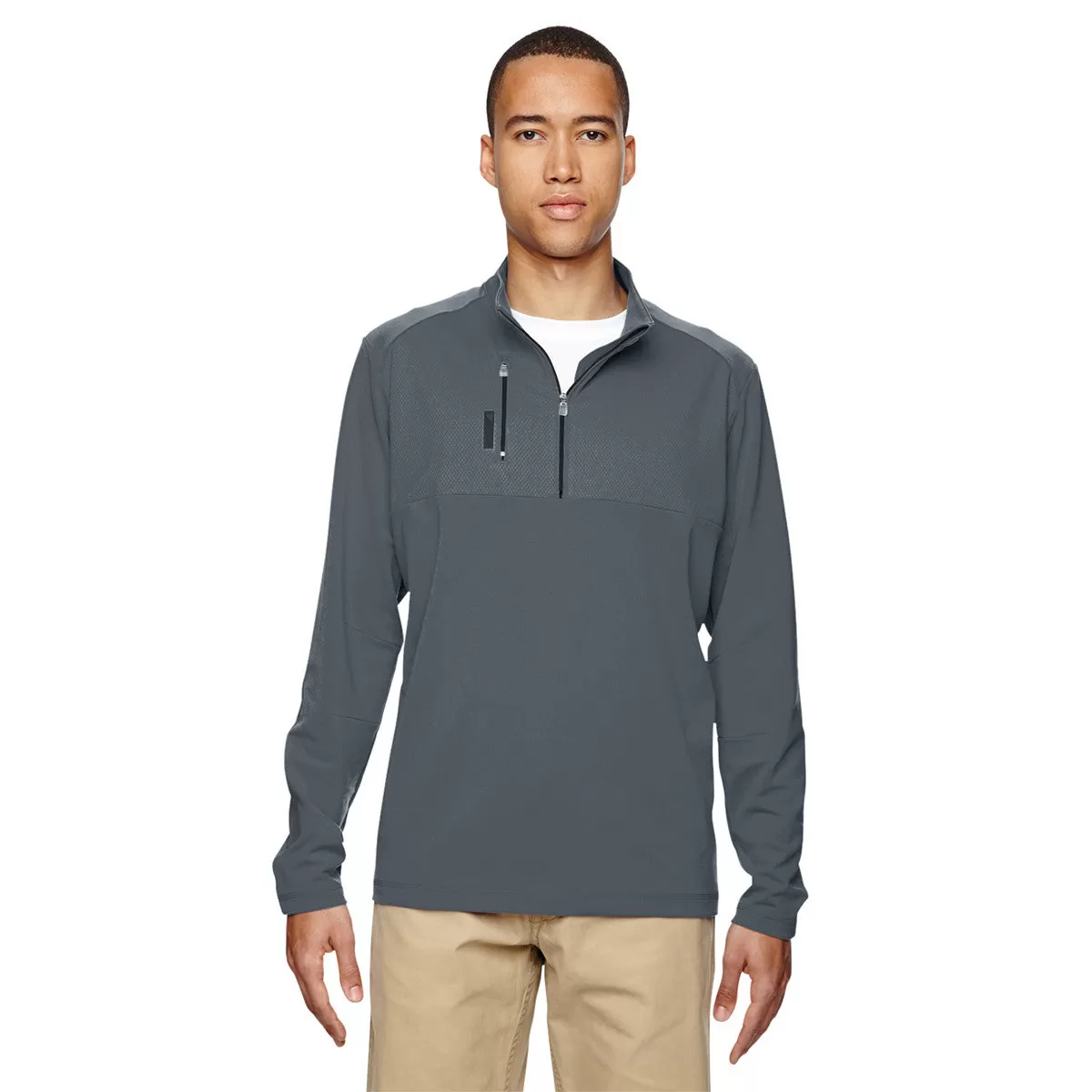 adidas Golf Men's Lead Grey/Black Puremotion Mixed Media Quarter-Zip