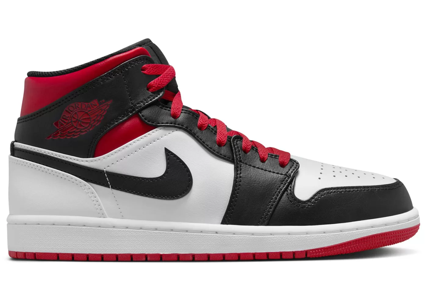 Air Jordan 1 Mid Black Toe White Gym Red