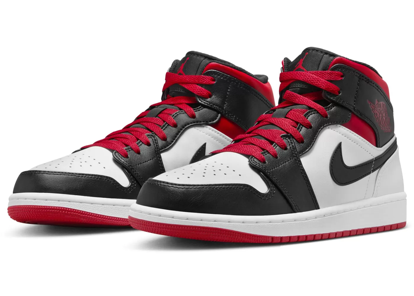 Air Jordan 1 Mid Black Toe White Gym Red