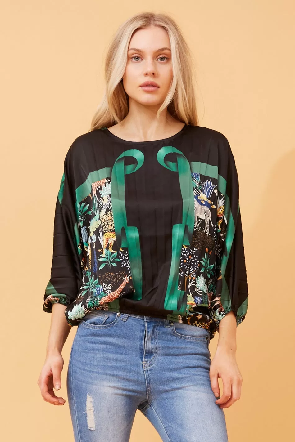 ALBERTA SATIN SCARF PRINT TOP