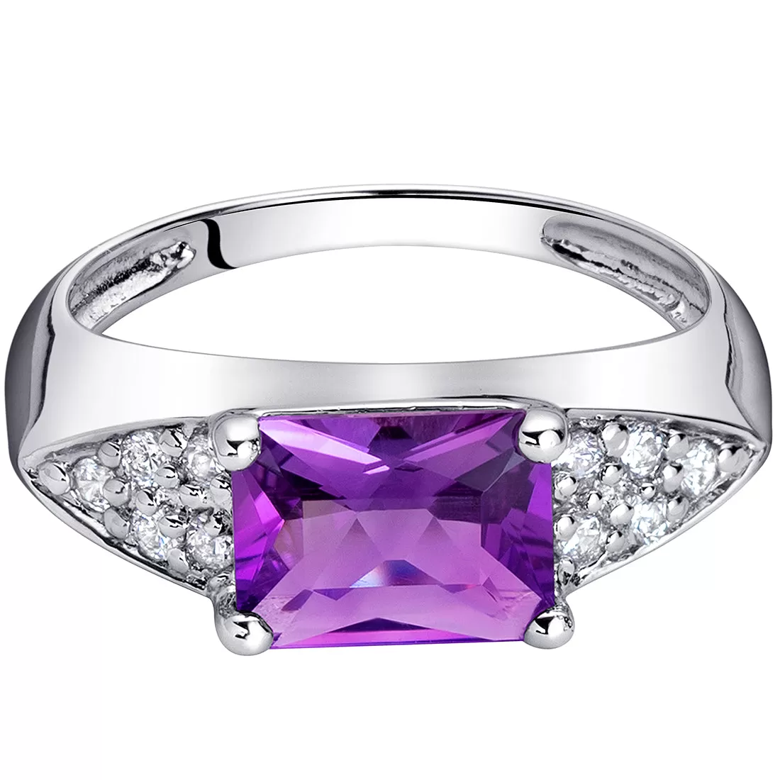 Amethyst Radiant Cut Sterling Silver Ring Size 5