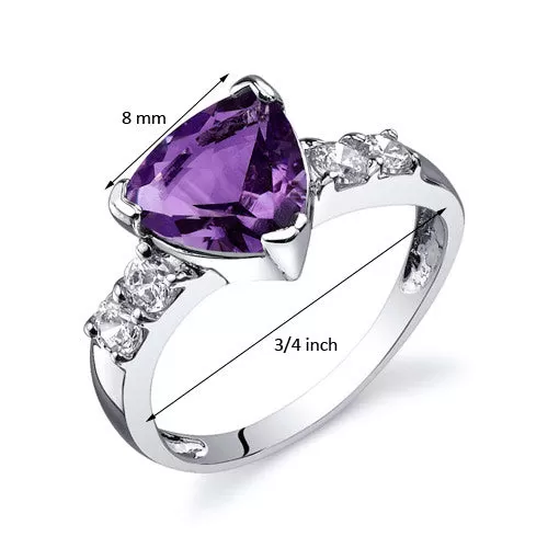 Amethyst Trillion Sterling Silver Ring Size 8