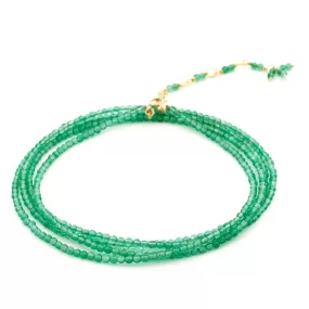 Anne Sportun Green Onyx (Chalcedony) Beaded Wrap Bracelet & Necklace 34 B098G-GR.ON