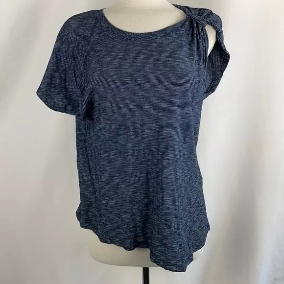 Anthropologie Blue Twist Shoulder Top